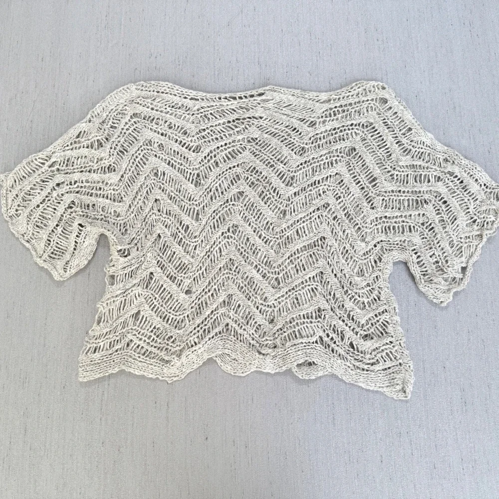 Eileen Fisher Size XS Open Knit Weave Top Cotton Blend Sweater Beach Layering‎